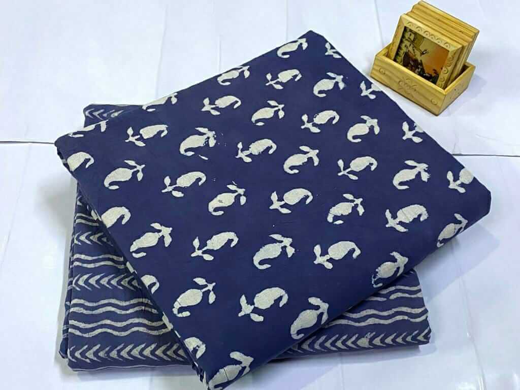 blue printed cotton fabric