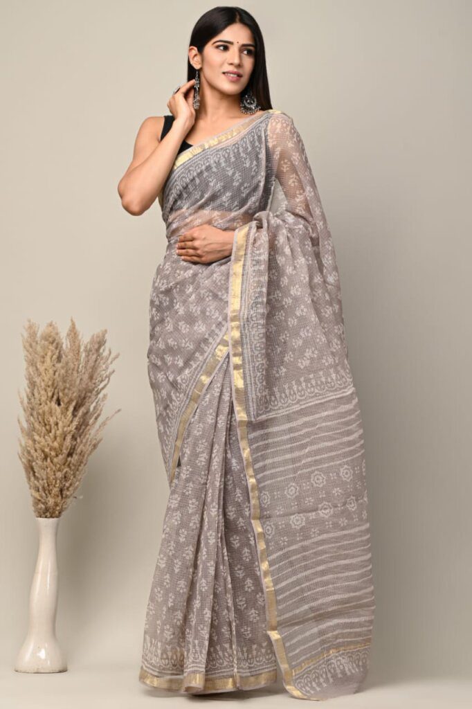 hand block saree