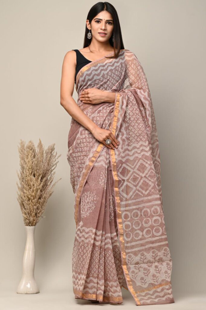 jaipuri print cotton saree