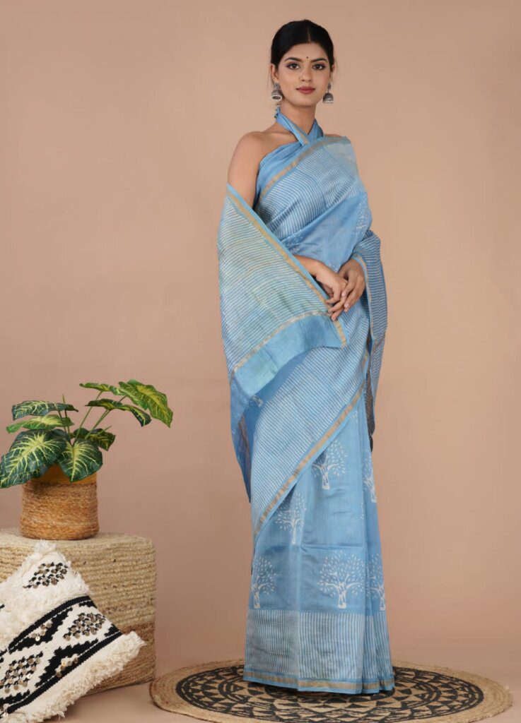 indigo color cotton sarees