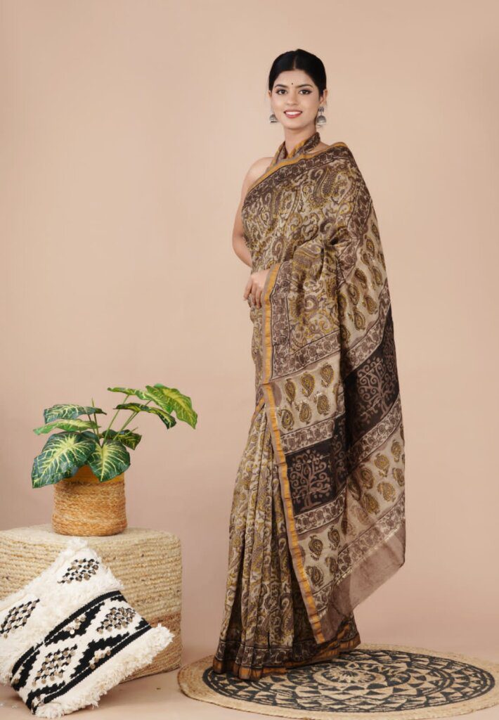 block print cotton sarees