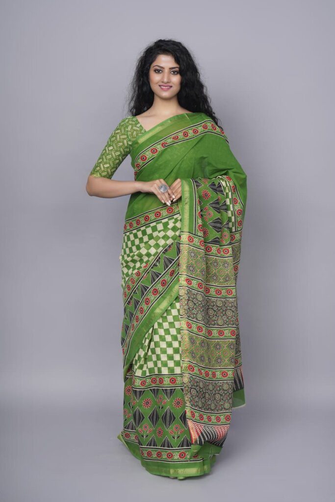 Printed Cotton Mulmul Saree