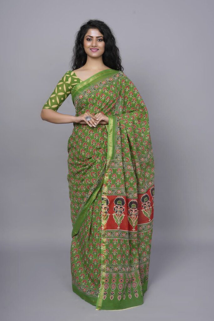 Multi Color Printed Cotton Saree