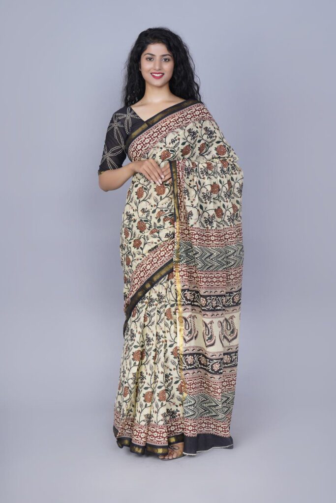Khandelwal Hand Block Printed Cotton Saree