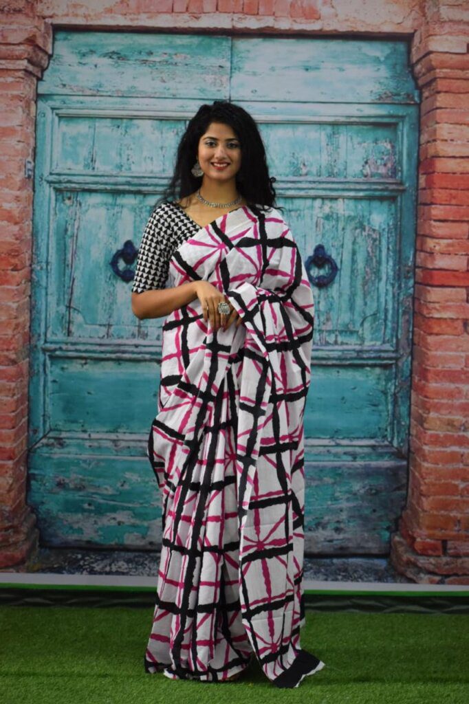 Hand Block Print Cotton Saree